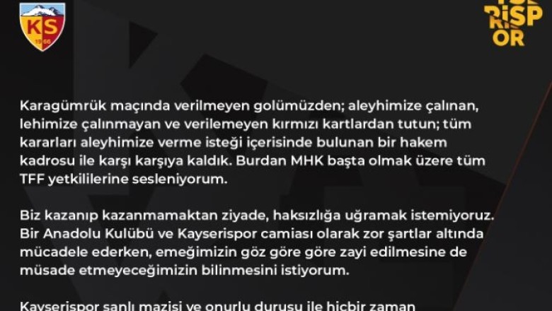 Kayserispor'dan Basın Açıklaması